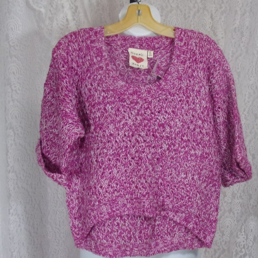 Derek Heart Fuchsia Pink/White Sweater NWT
